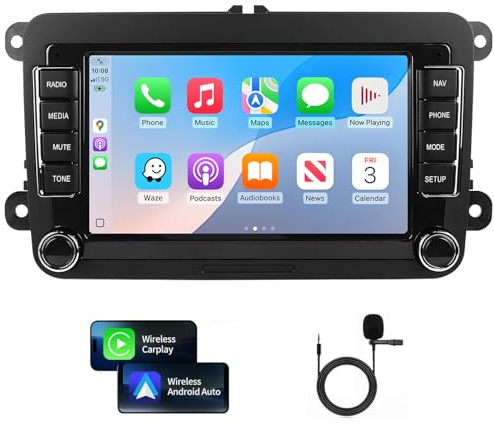Autoradio Stereo für Volkswagen VW Jetta Tiguan Beetle Passat Golf Polo Skoda mit Carplay Android Auto 7Zoll Touchscreen VW Autoradio mit GPS SWC WiFi Bluetooth FM