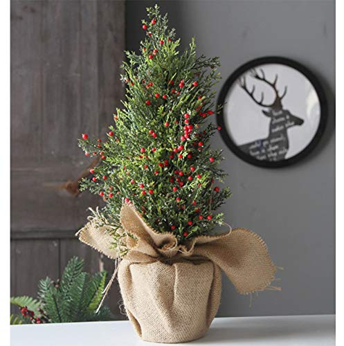YXWYXWA PVC - cipresso, Decorazione per Albero di Neve con Piccoli Frutti Rossi, Natale, Albero Decorativo per la scrivania, utilizzato per l'atmosfera dello Shopping in Ufficio a casa