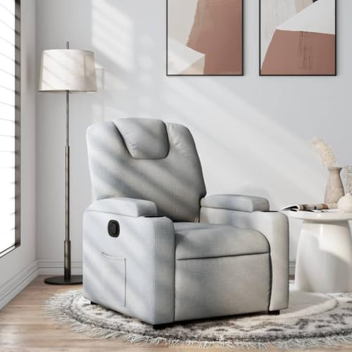 Owoxanthellate Hellgrau Relaxsessel, 135° Liege, 100% Polyester, 74×88×97 cm, Holz-Metall-Rahmen, Getränkehalter, 110 kg, Wohn-/Schlaf-/Kino