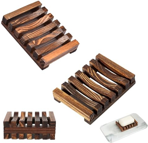 Lot de 2 porte-savon en bois, porte-savon, porte-savon, lavabo pour salle de bain