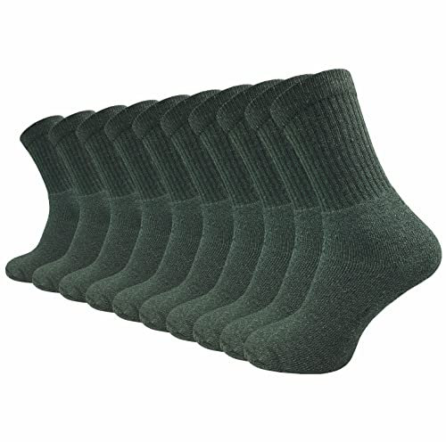 GAWILO Army- und Jagdsocken Herren & Damen (10 Paar) | Arbeitssocken mit verstärktem Frotteefuß | Freizeitsocken mit Komfortbund (47-50, grün)