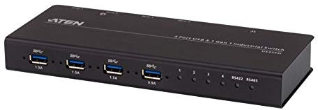 Aten US3344I 4x4 USB 3.1 Gen.1 Switch, Industrie-Umschalter, Schwarz