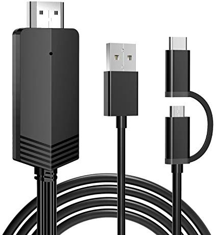 Weton 2-in-1 USB Type C Micro USB to HDMI Cable, MHL to TV HDMI Adapter 1080P HD HDTV Mirroring & Charging Cable, Digital AV Video Adapter for All Android Smartphone