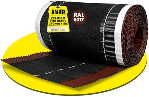 BMD Firstrolle | Gratrolle | 390 mm x 5m | braun RAL 8017 | Aluminium | Firstband | Gratband | Rollfirst | Grat | First | Dach