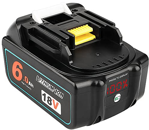 QUPERR 18V 6.0Ah Li-ion Replacement Batteries with Indicator (LED Display) Compatible with Makita 18V Battery BL1850 BL1850B BL1840 BL1830 BL1830B BL1860 BL1840B BL1845 BL1815 632B77 LXT