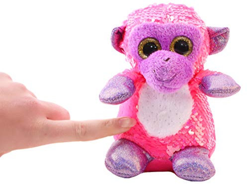 Toyland (MD Peluche de Singe Rose et Rose pâle de 13 cm avec Sequins réversibles Paillettes