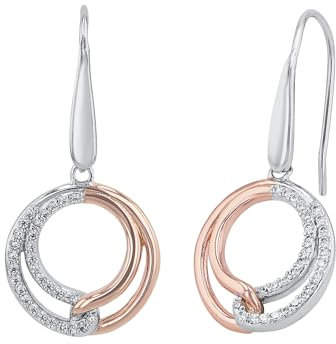 Amor Ohrhänger 925 Sterling Silber Damen Ohrschmuck, mit Zirkonia synth., 3,5 cm, Bicolor, Kommt in Schmuck Geschenk Box, 2026275