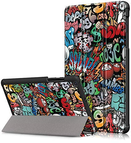 Shinyzone Coque pour Samsung Galaxy Tab A 8.0 Pouce 2019 T290/T295,Housse de Support Rabat Béquille Smart Cover avec Fonction Veille/Réveil Automatique,Etui en Cuir PU TPU Antichoc,Graffiti