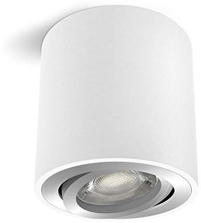 linovum CORI schwenkbarer Aufbaustrahler weiß & Alu gebürstet mit Ø 8 cm - runder Deckenaufbauleuchte für GU10 & LED Module