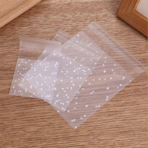 zwyjd 100pcs Selbstklebende Leckerbissen Tüte Cookie Treat Biscuit Bakery Bags Frosted Party Favor Candy Taschen White Polka Dot Chocolate Candy Geschenktüten