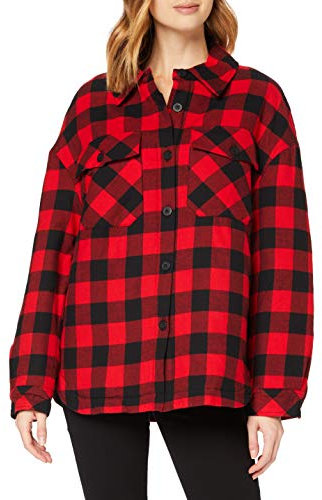 Urban Classics Haut rembourré en Flanelle pour Femme Vestes, Noir/Rouge, XXXXXL