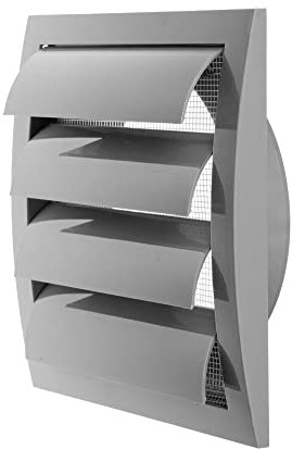 Ventilación de campana de escape gris de 150 mm / 15 cm con pantalla y brida integrada de protección de plagas, cubierta de ventilación de aire HVAC 190 x 190 mm…