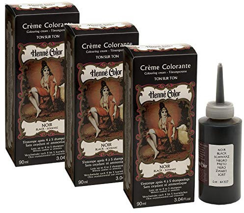 Henne Color Black Hair Colouring Cream 90ml (Pack of 3) New Fashion House