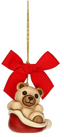 THUN - Addobbo Natalizio Teddy Piccolo - Ceramica - Linea Natale - Living, Arredare la Casa - 4,5x3,7x4,8 cm h