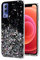 Custodia per Vivo Y72 5g Silicone Rosa, Effetto Glitter per Vivo Y72 Cover Trasparente Brillante Morbida Sottile Case Regalo per Donne (Nero)