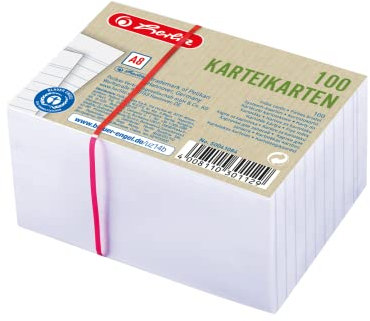Herlitz Karteikarte A8, liniert, weiß, Blauer-Engel-zertifizert, 500 Stück