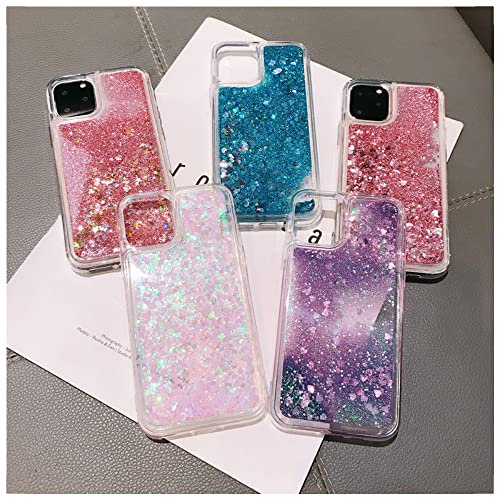Vanqiang Liquid Quicksand Bling Glitter Phone Case For iPhone 14 13 12 11 Pro Max XS X XR 6 6S 8 7 Plus 5 5S SE Water Shine Silicon Cover (For iPhone XR,Love Heart Purple)