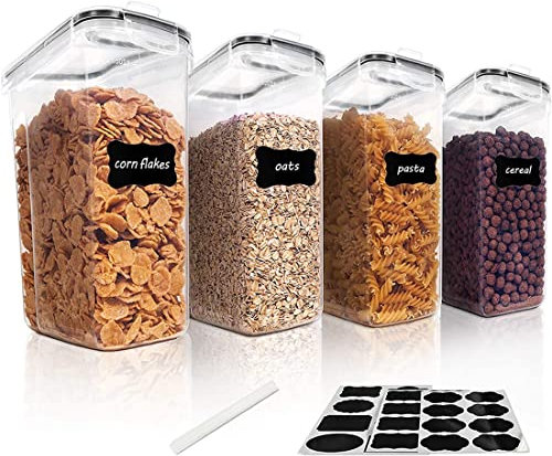 Juego de 4 recipientes herméticos de polipropileno para alimentos, 4 L, para aperitivos y azúcar