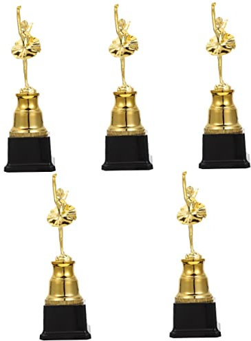 CLISPEED 5st Tanztrophäe Kleine Trophäe Ballett-Pokal Benutzerdefinierte Trophäe Schmuck Für Kinder Tanz-Pokal Zeitgenössisch Gesellschaftstanz Ballett-trophäe Gedenken Mädchen Gold Plastik