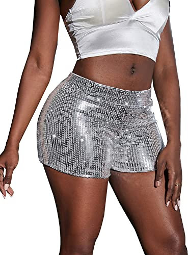 SEAUR Damen Pailletten Shorts Glitzer Tanzshorts High Elastic Hot Pants für Club Bar Party Tanz - S