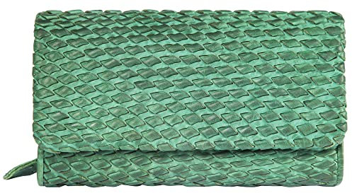 LEONARDO VERRELLI Damen-Geldbörse Clutch Portemonnaie Tasche Handtasche Echtleder 3000451 (Grün)
