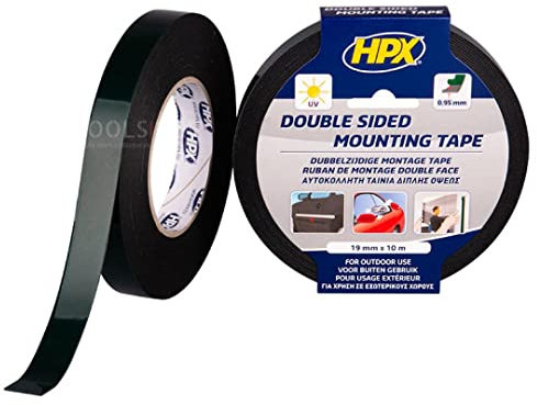 HPX Doppelseitiges Klebeband - schwarz 19mm x 10m