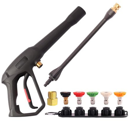 2000 PSI MAX High Pressure Washer Replacement Gun with Jet Wand and 5 Spray Nozzle Tips, Compatible with Karcher, Ryobi, Powerstroke Electric Power Washer