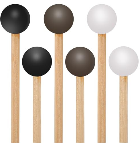 6 Stück Glockenspiel Schlägel Gummihammer Percussion Holz Xylophon Glockenspiel Sticks Drum Mallet Percussion mit Holzgriff für Xylophon Glockenspiel Marimba Bell Chime