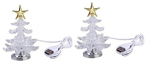 DOITOOL Weihnachtsbaum Tischlampe LED Dekorative Nachttischlampe Kreative Desktop Lampe Für Schlafzimmer Und Wohnbereich