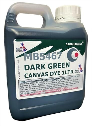 Carbusonic convertible roof dye Dark Green soft top hood canvas restorer, restores colour to fabrics. Change the colour of convertible roofs and soft tops. (1 litre)