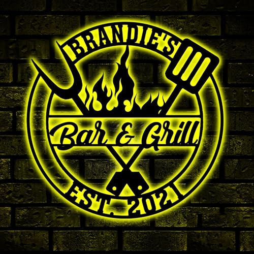 Letrero De Metal Personalizado Para Bar Y Parrilla Con Luces, Decoración De Cocina Al Aire Libre Para Barbacoa, Regalo De Inauguración De La Casa, Regalo Para él, Regalo Del Día Del Padre