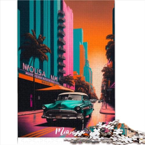 Puzzles für Erwachsene Geschenke 1000-teiliges Puzzle für Erwachsene Jigsaw Artsy Miami Premium 100% recyceltes Brett für Erwachsene und Kinder ab 10 Jahren Geschenkideen (26 x 38 cm)
