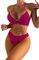 GORGLITTER Push Up Bikini Damen Set Bikini Mit Strass Kette Neckholder Bikini Zweiteiliger Badeanzug Mit Schnürung Bademode Rosenrot S