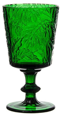 soulnioi 330ML Green Vintage Wine Glass Goblet Handmade Pressed Stemmed Water Cup, Embossed Unique Drinkware for Party, Wedding