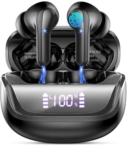 Bluetooth Kopfhörer Kabellos 5.4 In Ear Mit ENC Noise Cancelling Mic, Tiefer Bass, IP7 Wasserdicht, 45H Akku, LED Anzeige - Wireless Earbuds