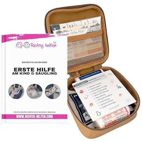littleplan littlebag® Erste Hilfe am Kind Tasche | inkl. richtig helfen Erste Hilfe im Kindernotfall Ratgeber & Notfallkarten