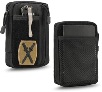 Sayram SP5 EDC Tasche Tool Organizer, kleine Werkzeugtasche mit Klettverschluss, EDC Pouch Taktische Tasche mit 6 Taschen für EDC Ausrüstung, Multitool Organizer mit Reißverschluss – Schwarz