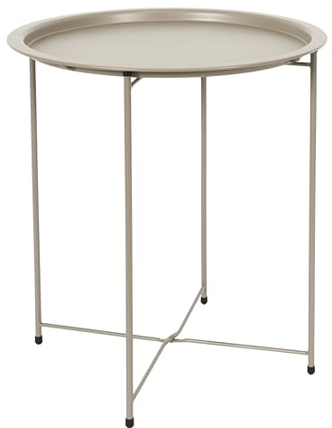 HOME DECO FACTORY, HDO0052, Modell Sienna Beige, Tisch, Beistelltisch, Möbel, Gartenmöbel, Tisch für den Außenbereich, 47 x 50 x 47 cm, zum Zusammenbauen, Beige