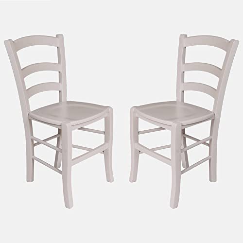 Dmora - Set aus 2 klassischen Holzstühlen, für Esszimmer, Küche oder Wohnzimmer, Made in Italy, cm 46x42h87, Sitzhöhe cm 47, Farbe Weiß