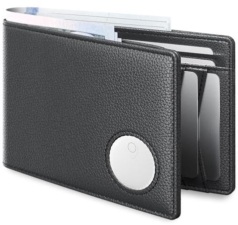 Portefeuille Homme avec Air Finder Tag, Porte Carte Airtag,Porte-Monnaie Homme pour 8 Cartes, avec Blocage RFID, Fenêtre D'identité, Cadeau Homme