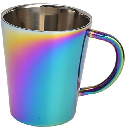 Jwthee Stainless Steel Coffee Mug, 300ml Rainbows Cups Double Walled Tea Cups Travel Camping Mugs for Camping, Office, and Outdoor