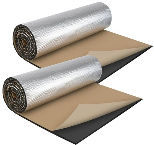 Self Adhesive Reflective Aluminium Foam Insulation 10mm Thick With Kraft Paper Tin Foil Radiator Sound Deadening Mat for Floor Roof Garage Door 200x50cm