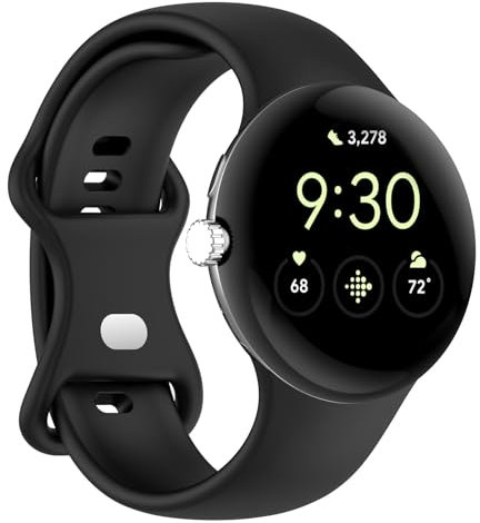 Haofun Silicone Cinturini Compatibile con Google Pixel Watch 3 XL 45mm, Design con Alla Moda, Cinturino di Ricambio Sportivo Regolabile in Silicone - Nero
