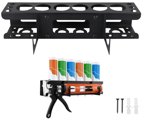 Fardtry Caulking Gun Holder, Metal Caulk Tube Storage Rack, Wall Mount Caulking Tools Organizer for Garage, Workshop and Work Van
