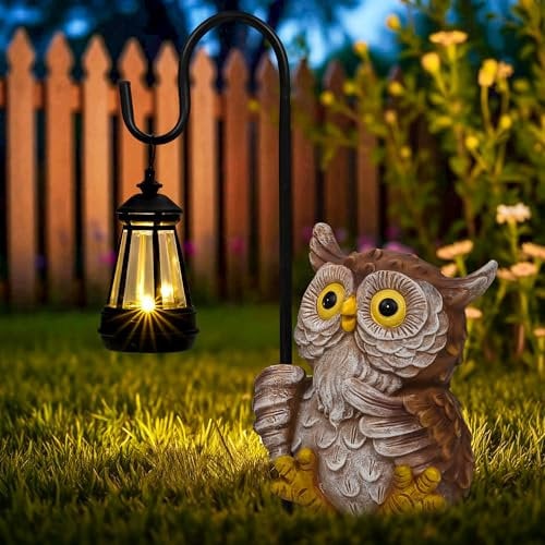 GIGALUMI Solar Garten Statuen Eule Figur Lichter für draußen, Hof, Garten Dekor Einzigartige Geschenke für Mama, Geburtstagsgeschenke für Frauen, Dekoration für Patio