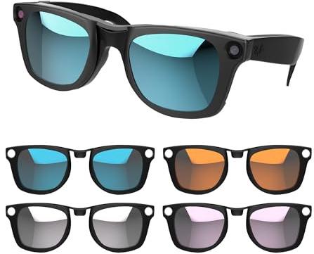 RCstyle 4Pcs Polarized Clip for Ray-Ban Meta Wayfarer Smart Glasses, Color-Changing Set for Man and Woman, L (Gray, Pink, Blue, Orange)