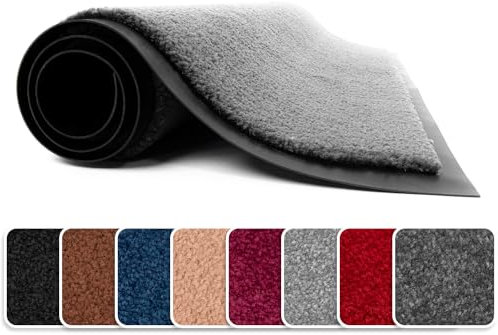 Lexell Door Mats Indoor, Highly Absorbent Washable Doormat, Heavy Duty Non-Slip Rubber Backed Floor Mats for Front & Back Door (Grey, 60 cm x 80 cm)