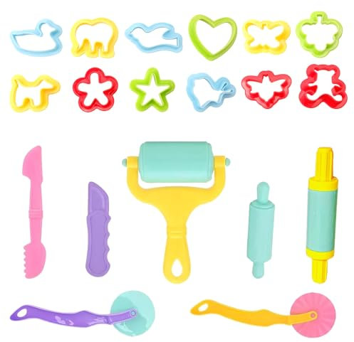 Playdough Set, 19pcs Play Doh Tools, Creative Playdoh Kit for Kids, Includes Rollers, Cutters, and Animal Shapes for Educational and Imaginative Fun