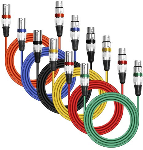 6 Pack Cable XLR, Cable De Micrófono XLR Balanceado 3 Pines Macho A Hembra Cable De Micrófono Multicolor Cable De Micrófono Para Micrófono, Mezclador, Altavoz (2M)