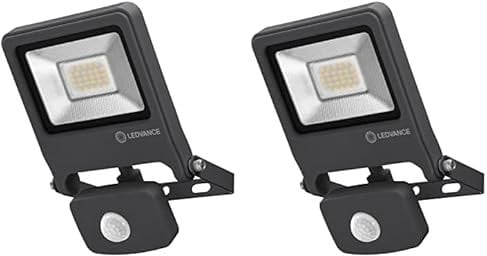 Ledvance LED Fluter, Leuchte für Außenanwendungen, Warmweiß, Integrierter Tageslicht- und Bewegungssensor, Endura Flood Sensor, Dunkelgrau (Packung mit 2)